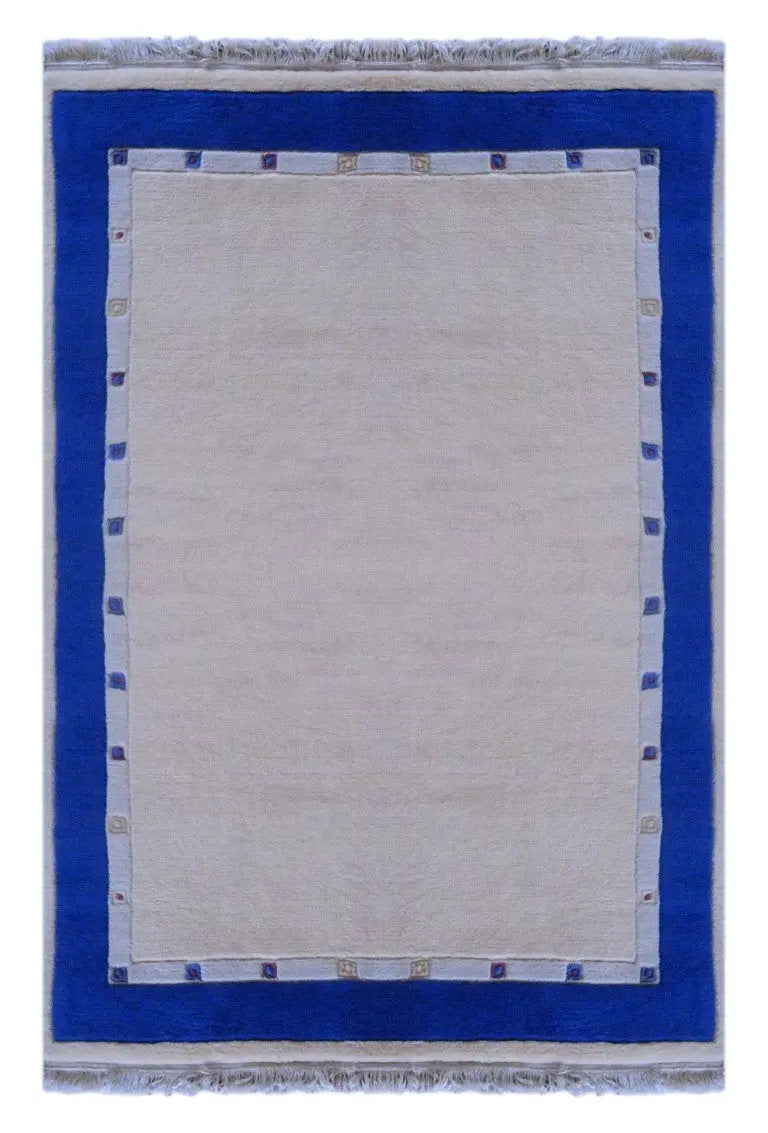 Nepali Contemporary Hand-Knotted Rug Made With Natural Wool & Cotton Color Gold 6'3 X 4'8 Pan2295